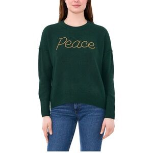 NWT Vince Camuto Sweater Gold Beaded Peace